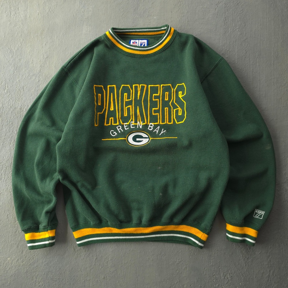 Vintage 90s Logo 7 Green Green Bay Packers Sweatshirt Large NFL Game Day